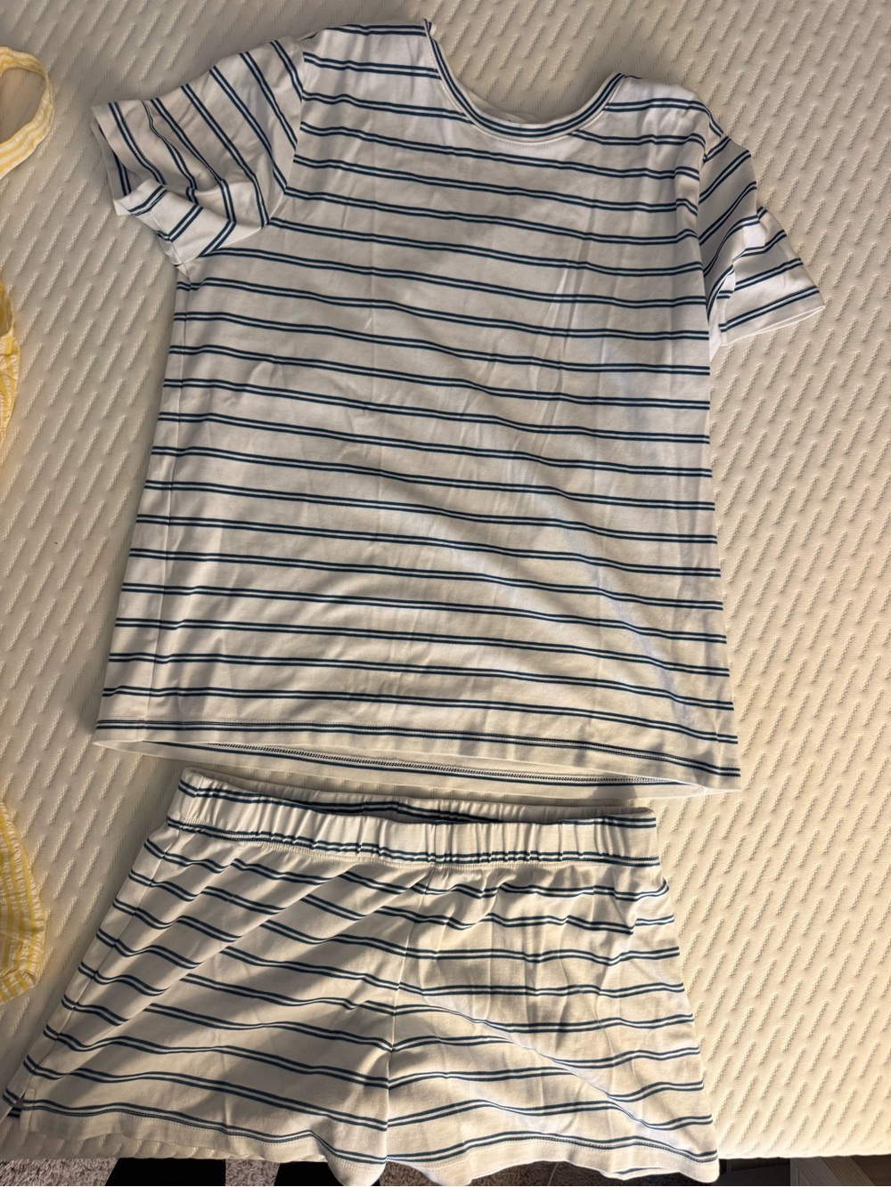 Women’s White & Navy Striped Short Sleeve Pajama Set